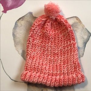 Coral Pom Pom 9-24months Babygirl hat